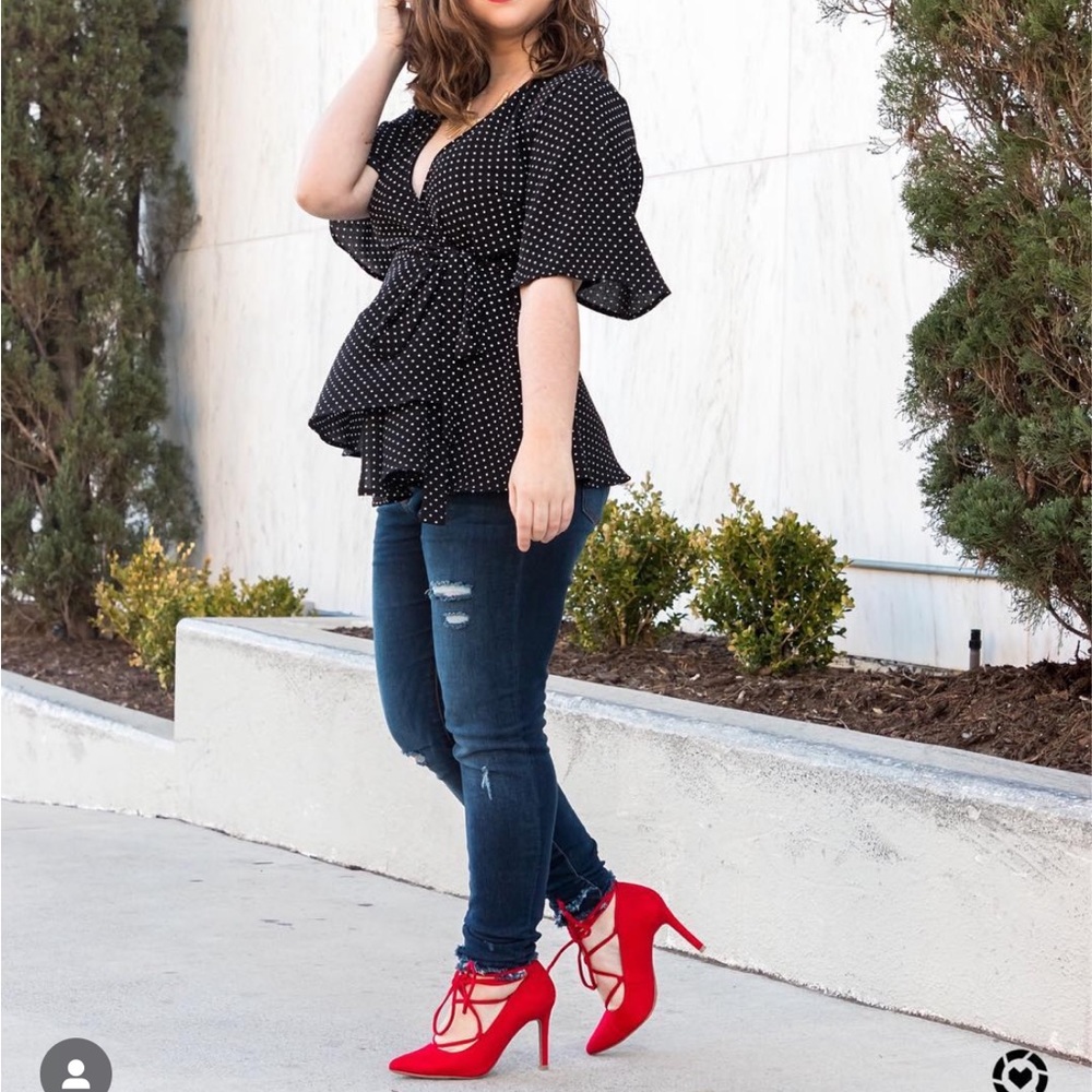 Francesca’s polka dot wrap top